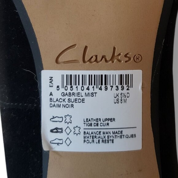 Clarks Narrative Gabriel Mist Pump Womens 8 Black Suede Square Toe - Picture 10 of 11